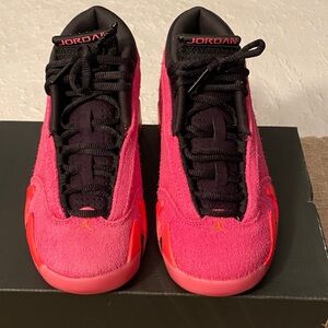 Jordan 14 Shocking Pink and Black Sneakers